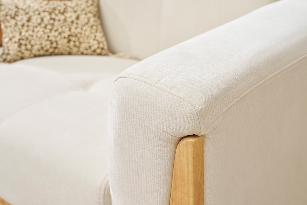 Divano scandinavo 2 posti bianco piedi legno FJORD