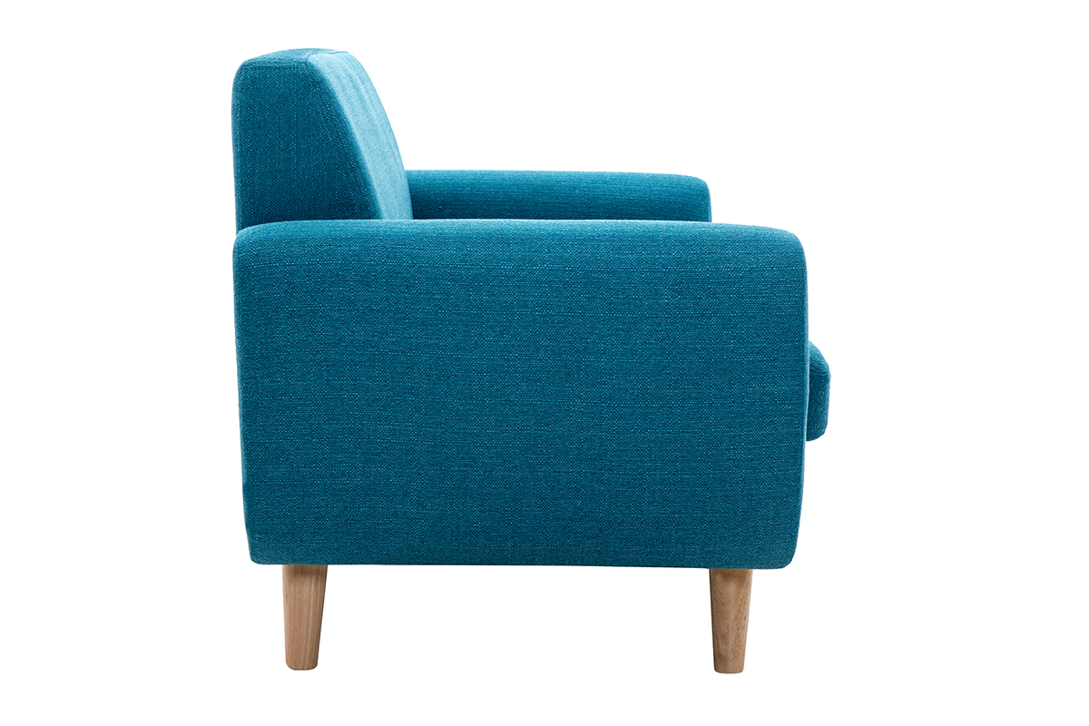 Divano scandinavo 2 posti blu anatra e massello di hevea PURE