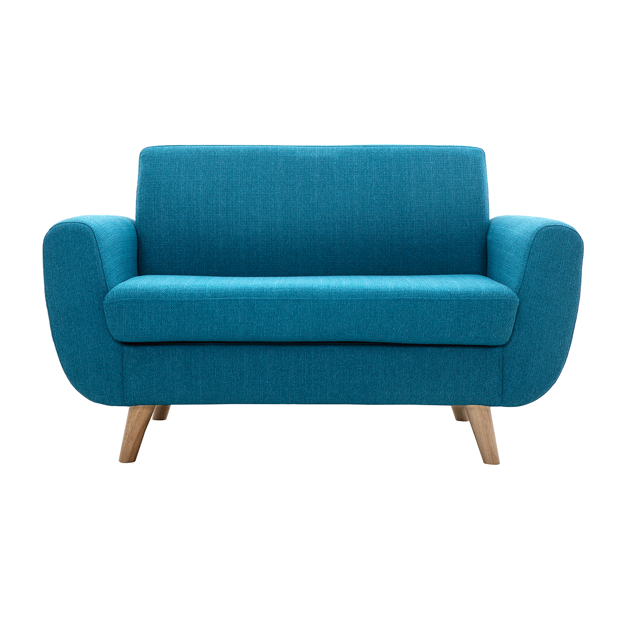 Divano scandinavo 2 posti blu anatra e massello di hevea PURE