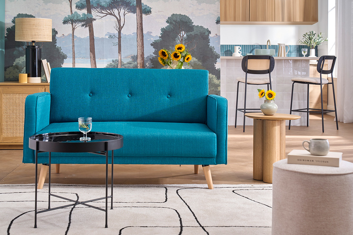 Divano scandinavo 2 posti blu anatra ULLA