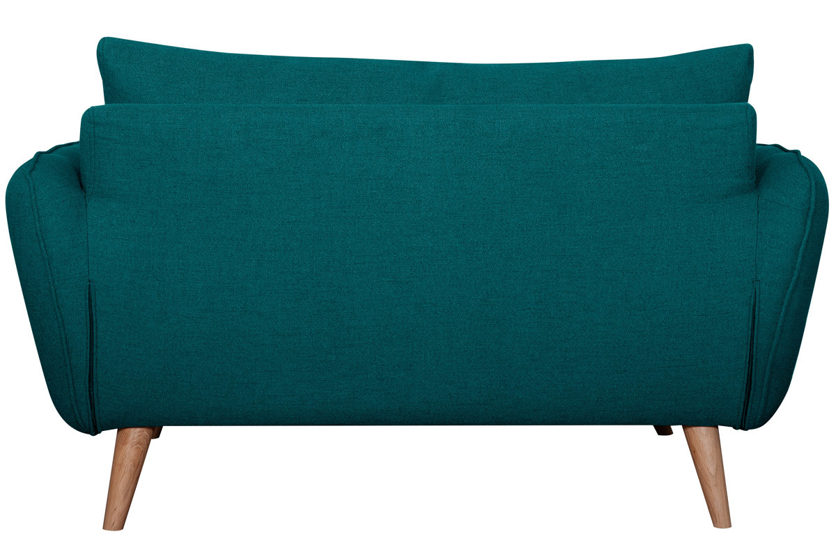 Divano scandinavo 2 posti blu pavone base legno massello di faggio CREEP