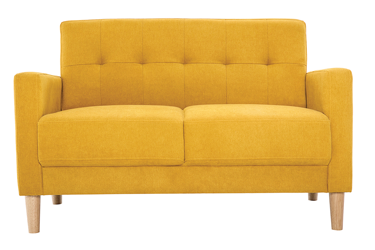Divano scandinavo 2 posti effetto velluto giallo senape MOON
