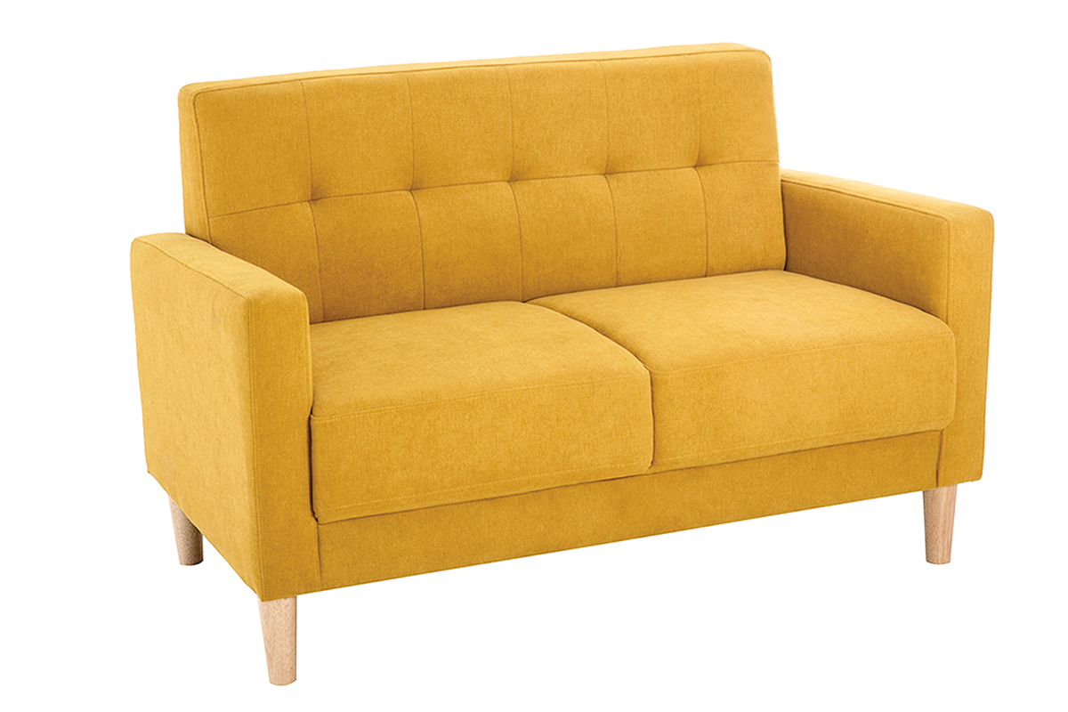 Divano scandinavo 2 posti effetto velluto giallo senape MOON