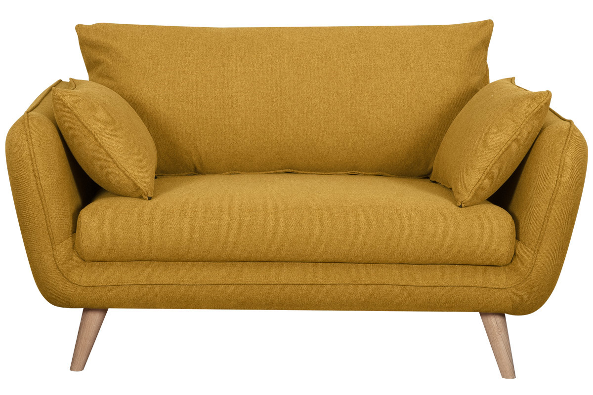 Divano scandinavo 2 posti giallo cumino base legno massello di faggio CREEP