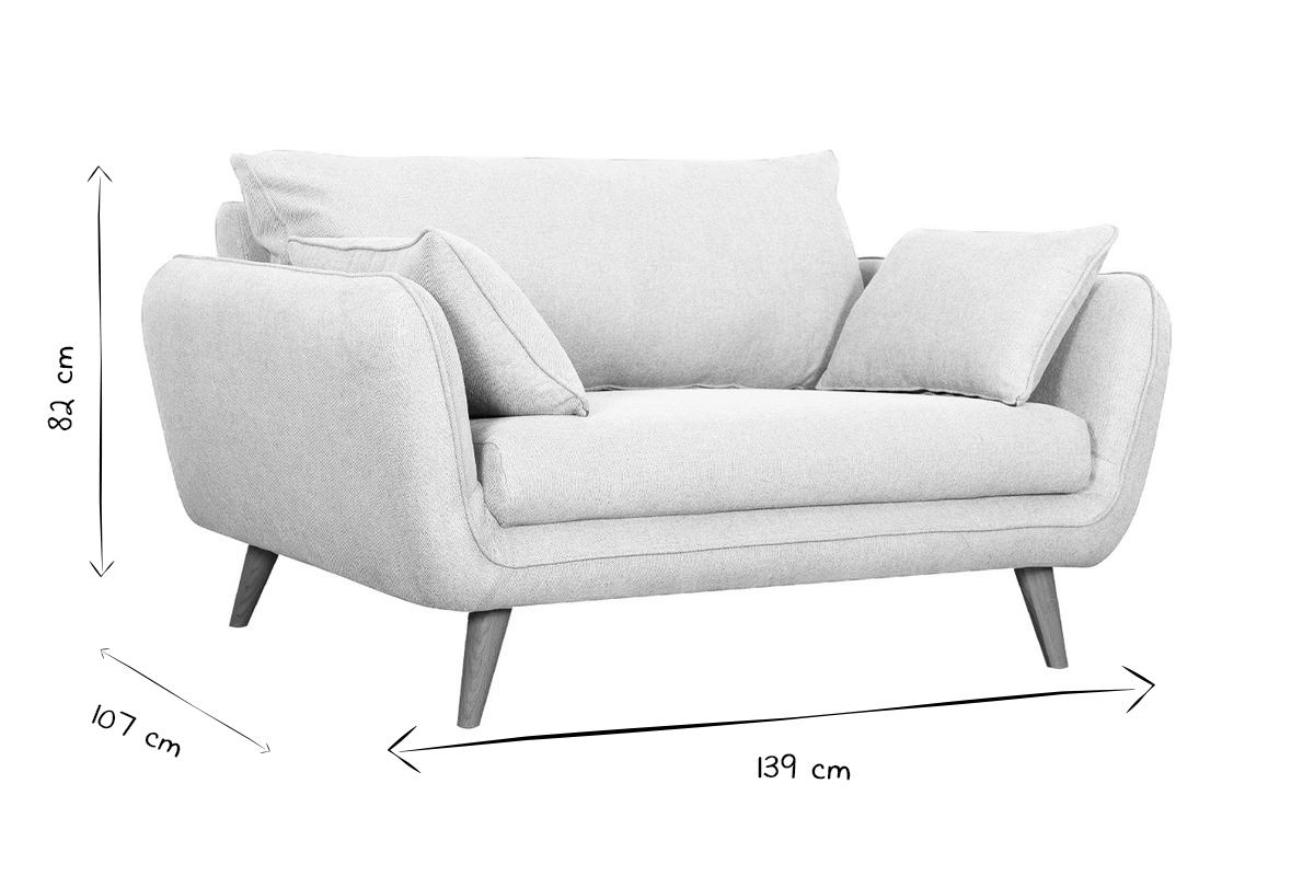 Divano scandinavo 2 posti grigio antracite base legno massello di faggio CREEP