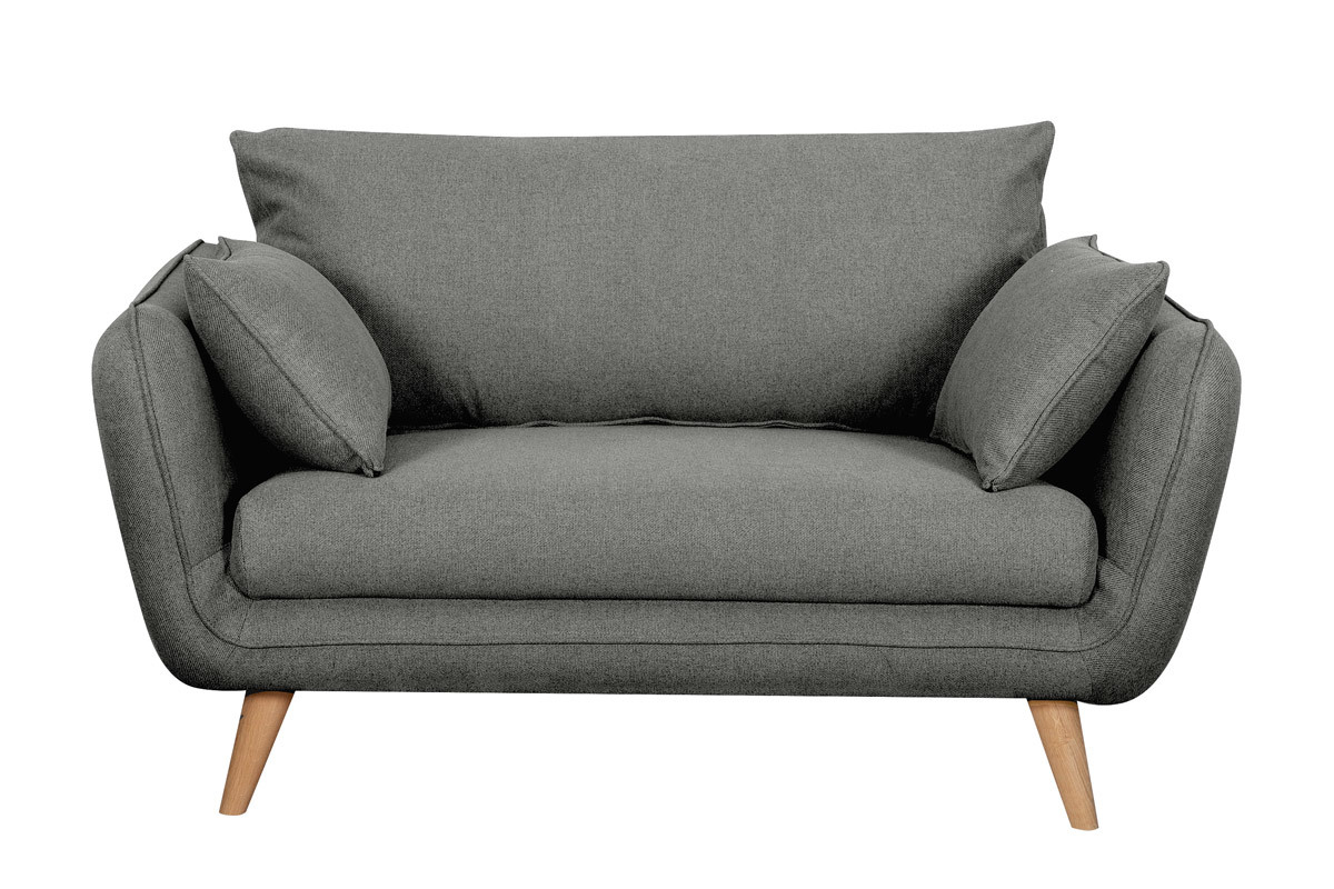 Divano scandinavo 2 posti grigio antracite base legno massello di faggio CREEP