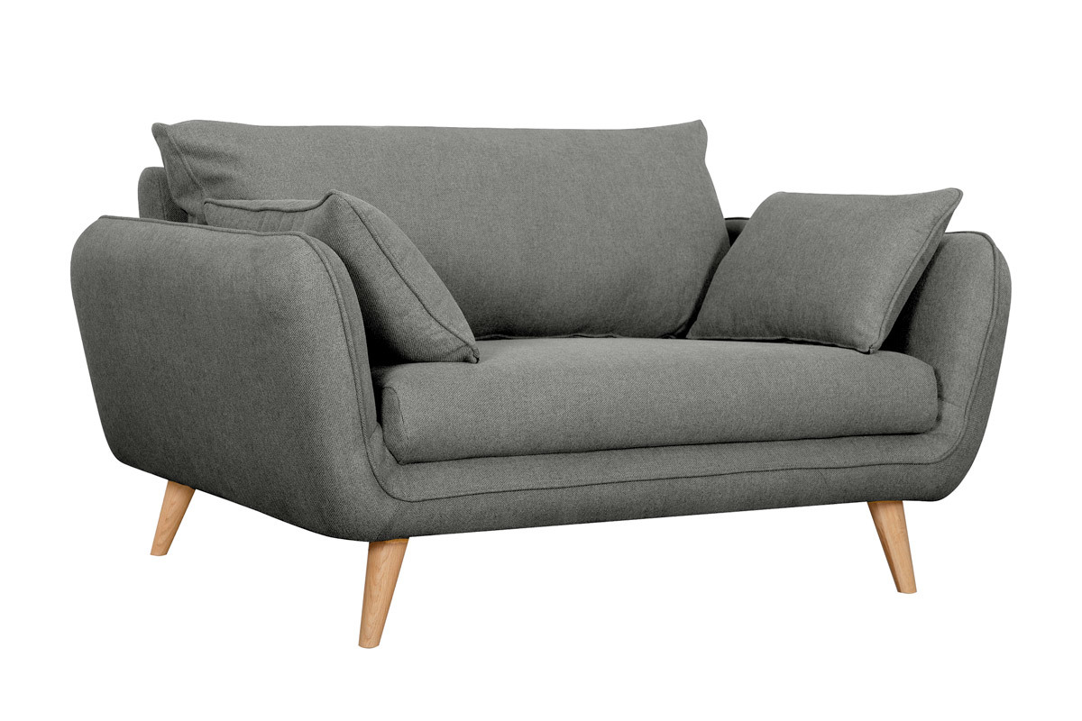 Divano scandinavo 2 posti grigio antracite base legno massello di faggio CREEP