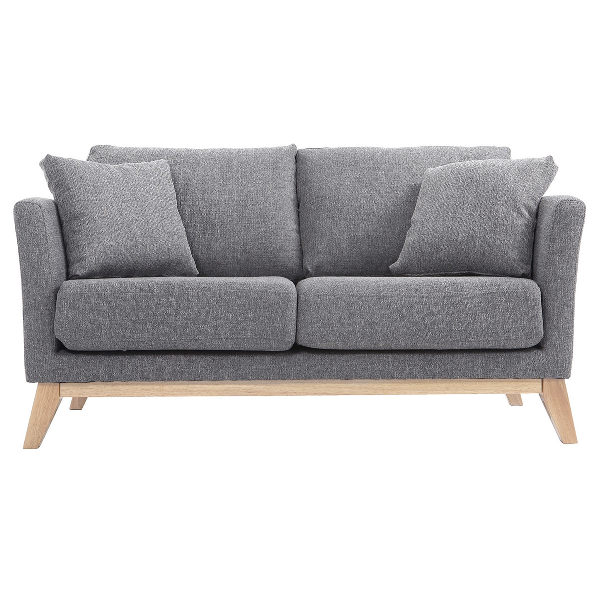 Divano scandinavo 2 posti grigio chiaro e piedi in legno chiaro OSLO