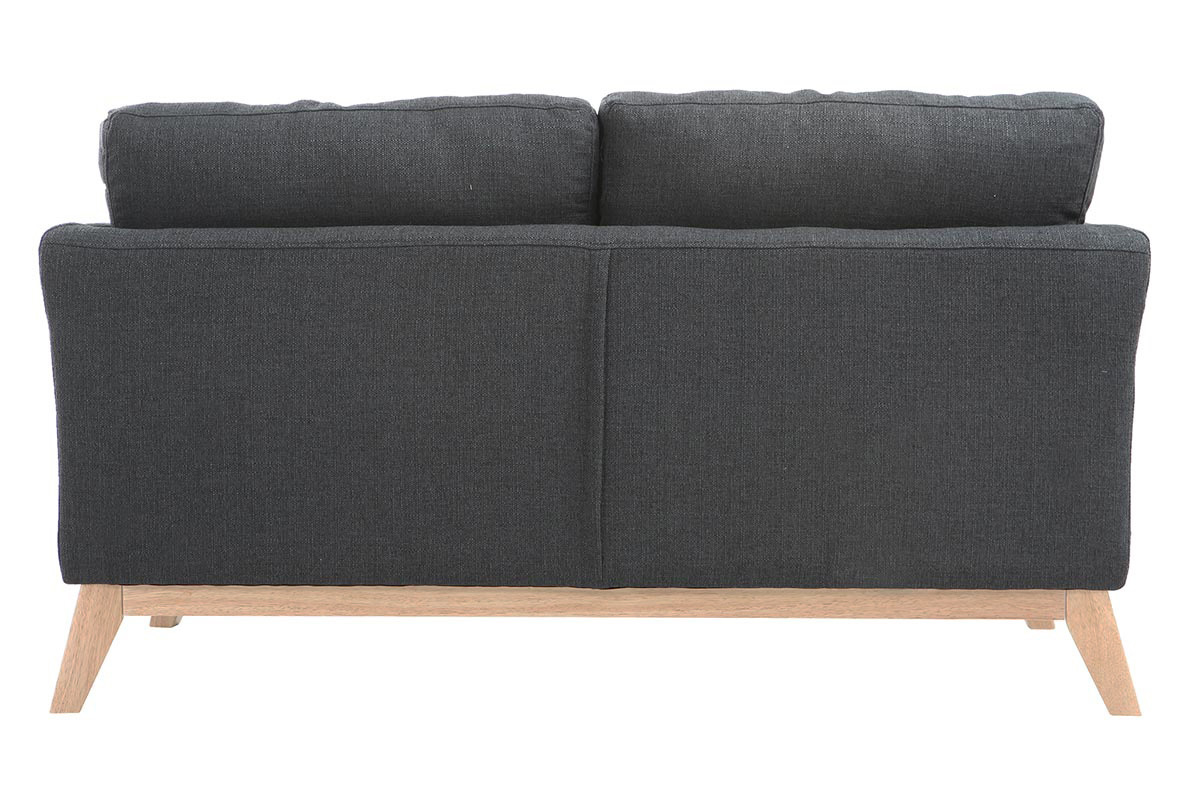 Divano scandinavo 2 posti grigio scuro e piedi in legno chiaro OSLO