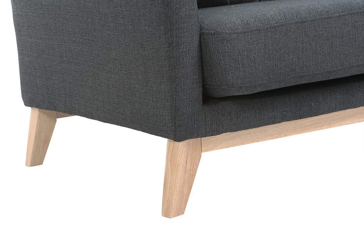 Divano scandinavo 2 posti grigio scuro e piedi in legno chiaro OSLO