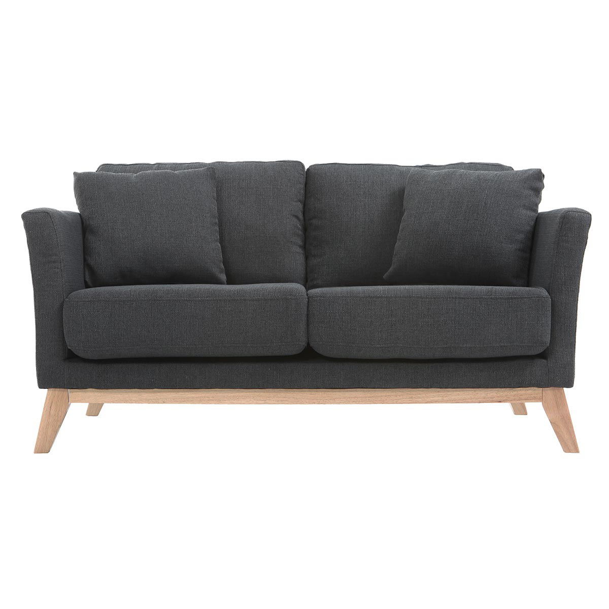 Divano scandinavo 2 posti grigio scuro e piedi in legno chiaro OSLO