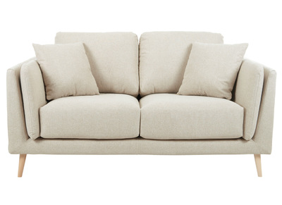 Divano scandinavo 2 posti in tessuto beige naturale e legno chiaro VOGUE