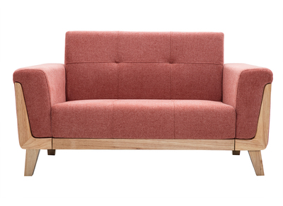 Divano scandinavo 2 posti in tessuto color terracotta e legno chiaro FJORD