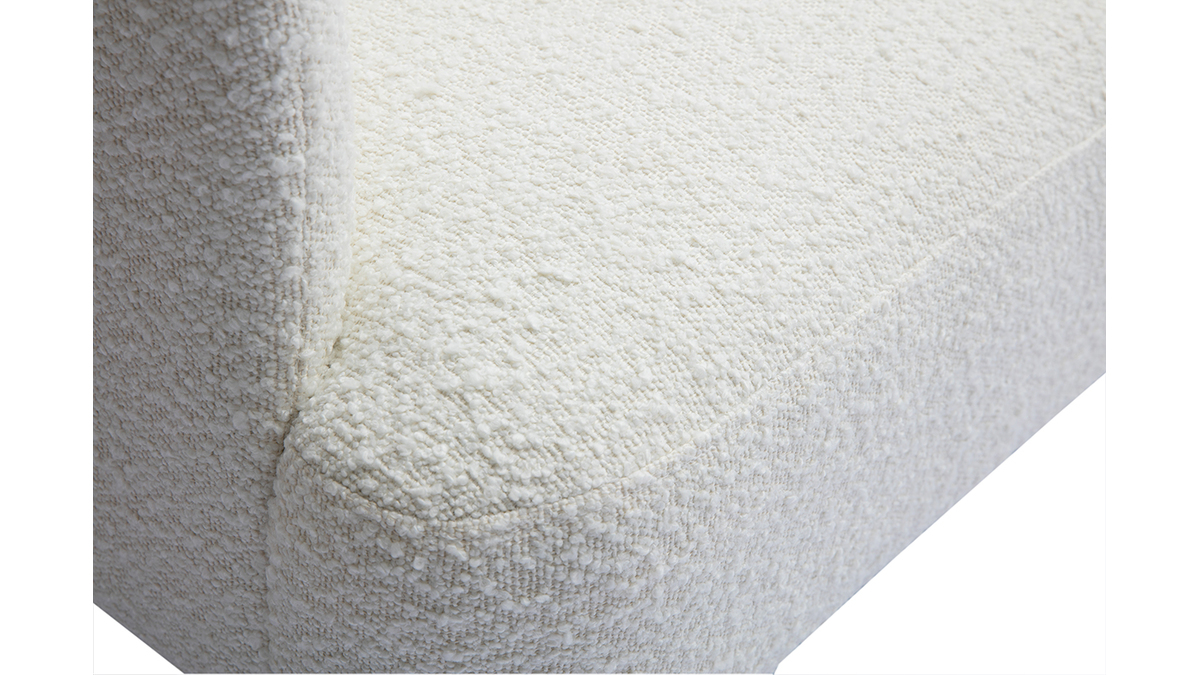 Divano scandinavo 2 posti in tessuto effetto lana boucl bianco e legno chiaro ISKO