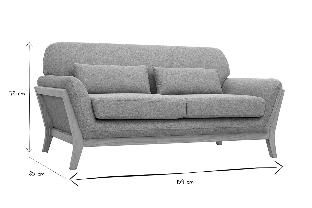 Divano scandinavo 2 posti in tessuto effetto velluto texture terracotta e legno chiaro YOKO