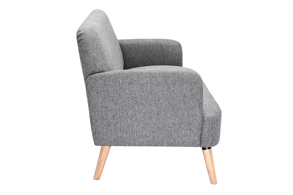 Divano scandinavo 2 posti in tessuto grigio chiaro e legno chiaro ISKO
