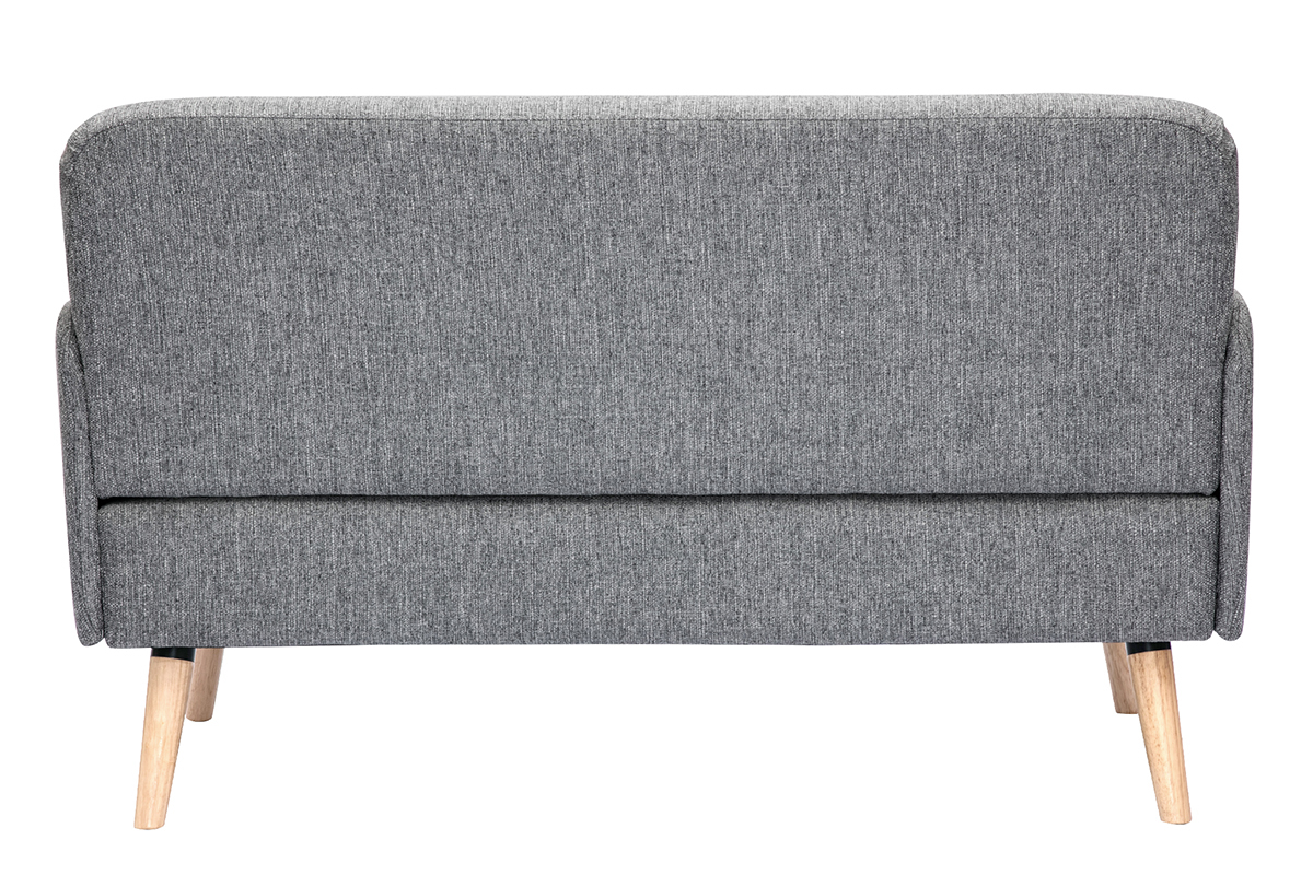 Divano scandinavo 2 posti in tessuto grigio chiaro e legno chiaro ISKO