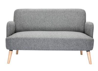 Divano scandinavo 2 posti in tessuto grigio chiaro e legno chiaro ISKO