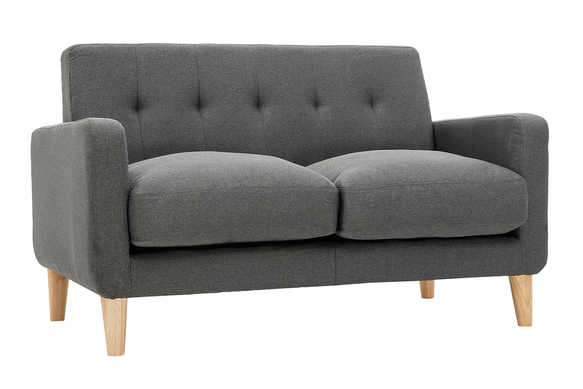 Divano scandinavo 2 posti in tessuto grigio scuro LUNA