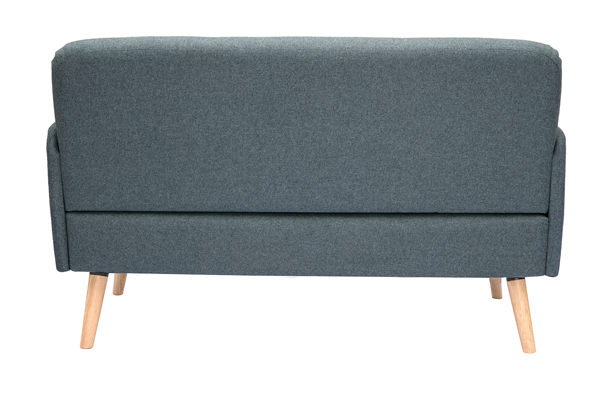 Divano scandinavo 2 posti in tessuto grigio-verde e legno chiaro ISKO