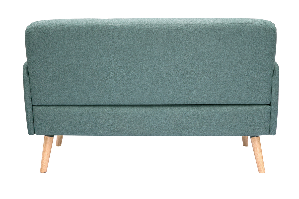 Divano scandinavo 2 posti in tessuto grigio-verde e legno chiaro ISKO