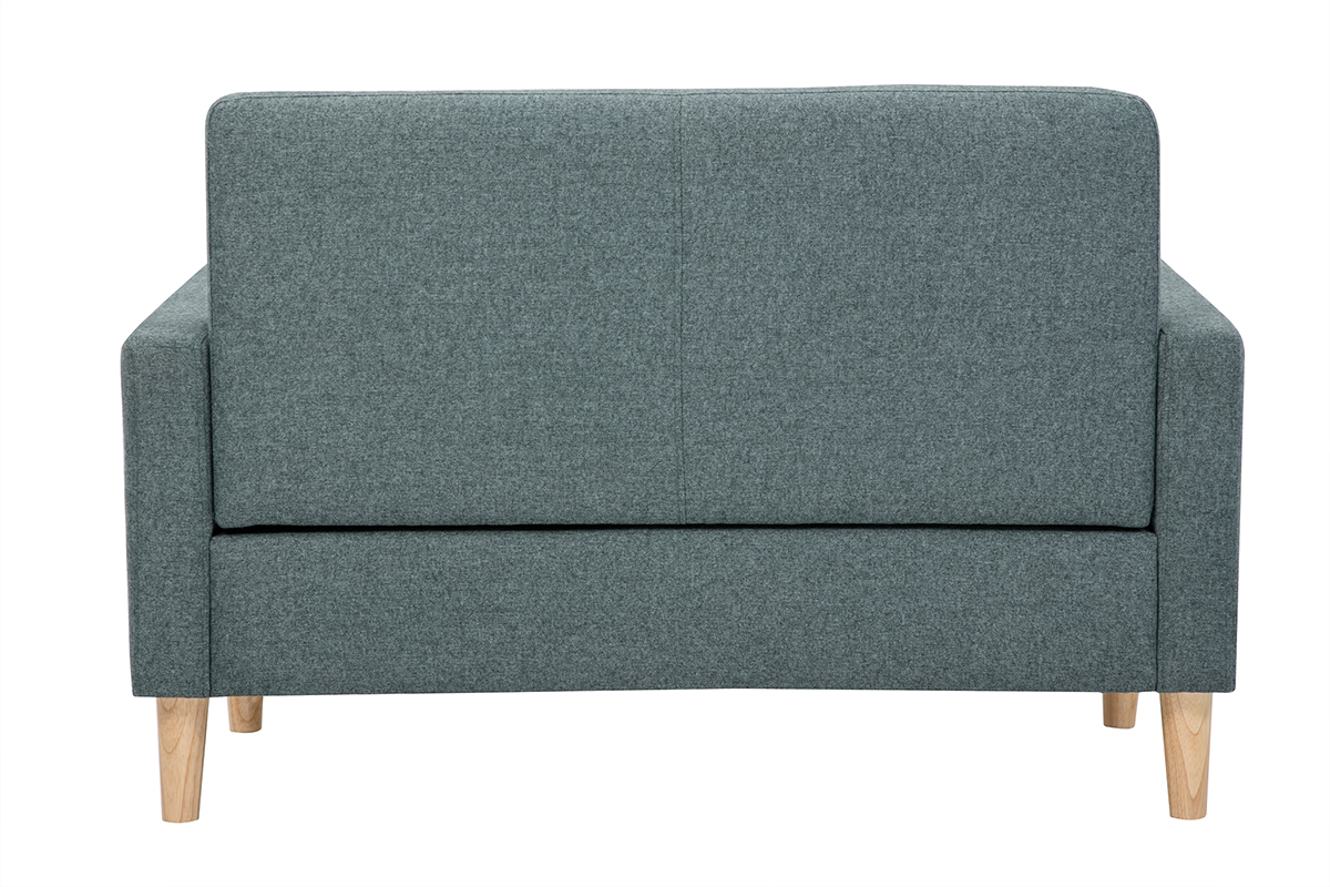 Divano scandinavo 2 posti in tessuto grigio verde e legno chiaro MOON