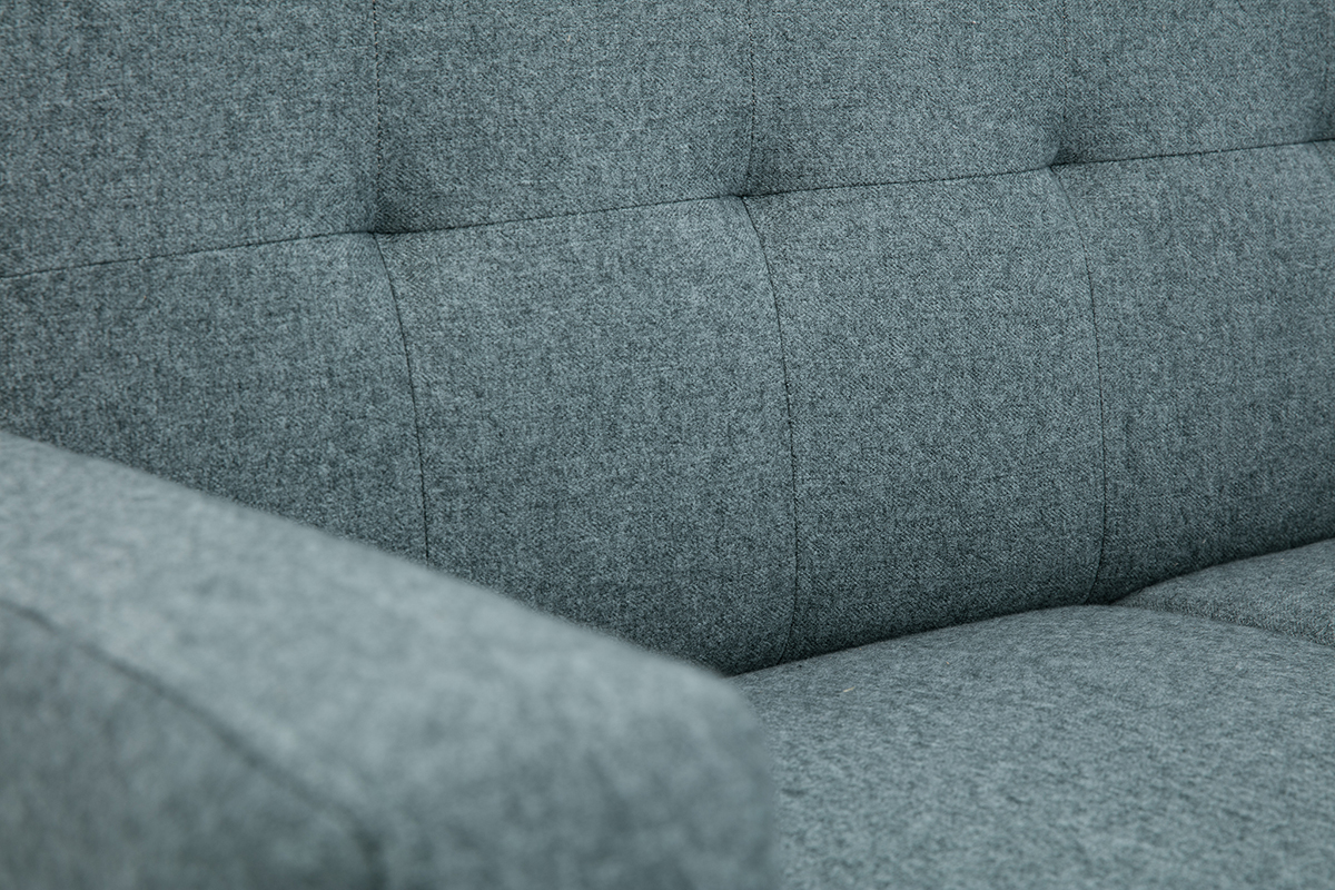 Divano scandinavo 2 posti in tessuto grigio verde e legno chiaro MOON