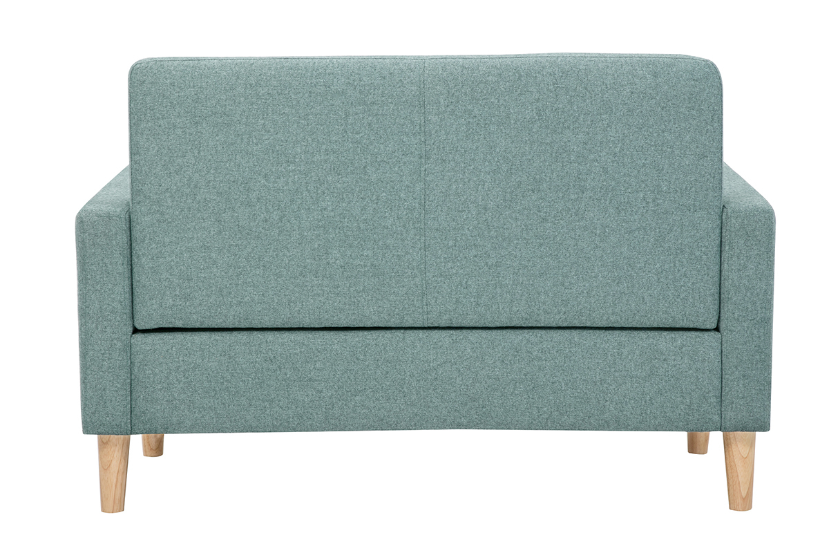 Divano scandinavo 2 posti in tessuto grigio verde e legno chiaro MOON