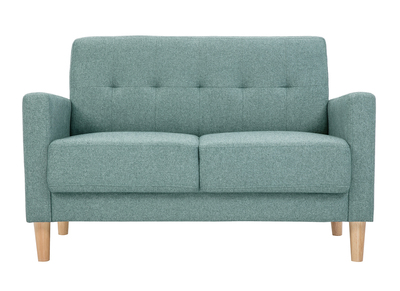 Divano scandinavo 2 posti in tessuto grigio verde e legno chiaro MOON