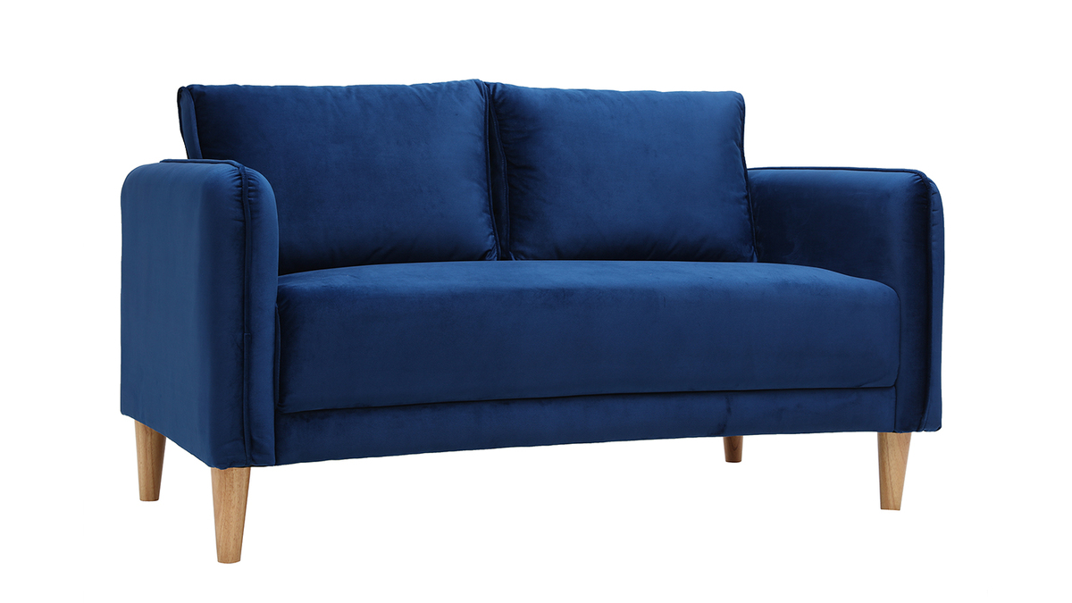 Divano scandinavo 2 posti in velluto blu KURT