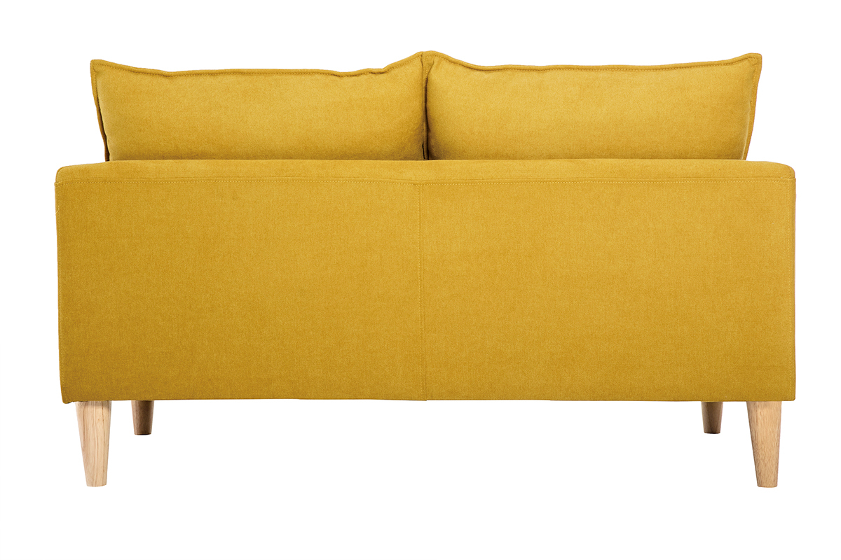 Divano scandinavo 2 posti tessuto effetto velluto giallo senape KATE