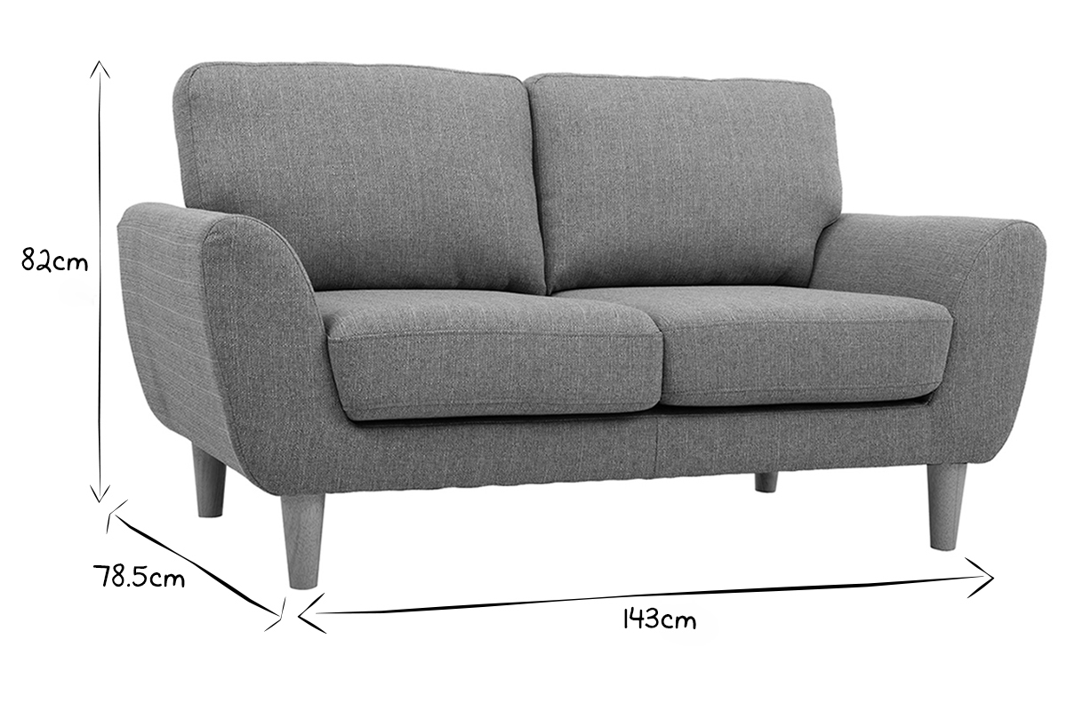 Divano scandinavo 2 posti tessuto grigio chiaro ALICE