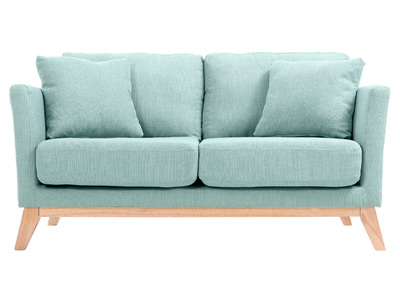 Divano scandinavo 2 posti verde laguna e piedi in legno chiaro OSLO