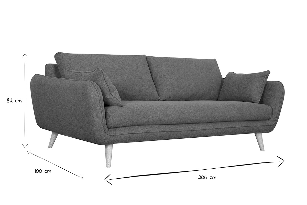 Divano scandinavo 3 posti antracite CREEP
