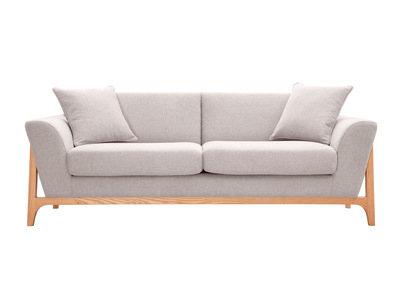 Divano scandinavo 3 posti beige e frassino ASAKO