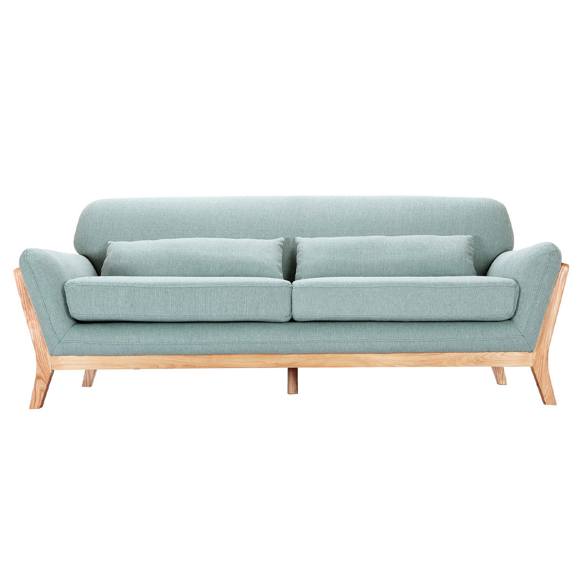 Divano scandinavo 3 posti blu laguna piedi legno YOKO