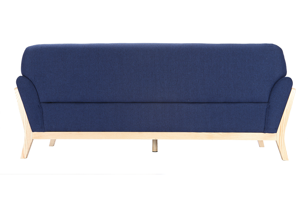 Divano scandinavo 3 posti blu marino piedi legno YOKO