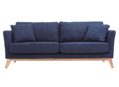 Divano scandinavo 3 posti blu scuro piedi legno OSLO