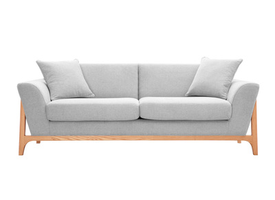 Divano scandinavo 3 posti grigio chiaro e frassino ASAKO