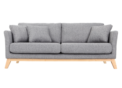 Divano scandinavo 3 posti grigio chiaro piedi legno OSLO