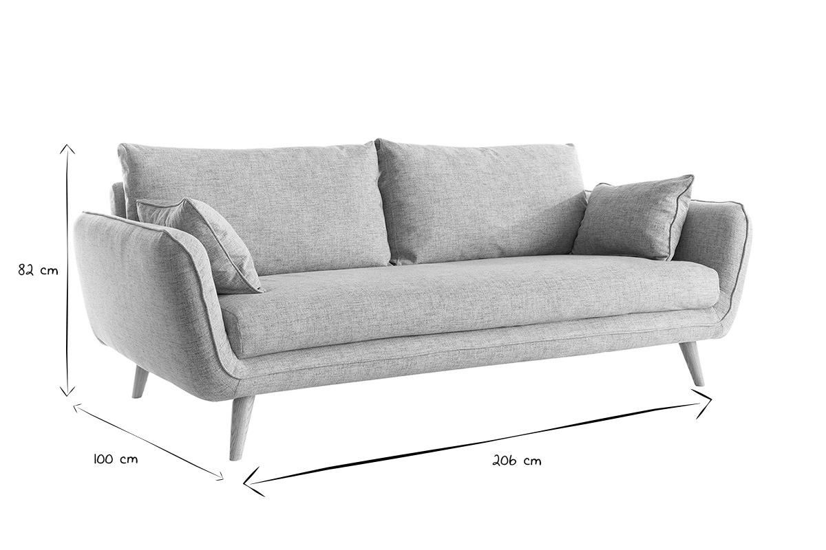 Divano scandinavo 3 posti grigio chiaro screziato CREEP