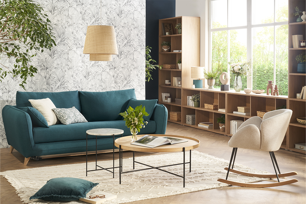 Divano scandinavo 3 posti grigio chiaro screziato CREEP