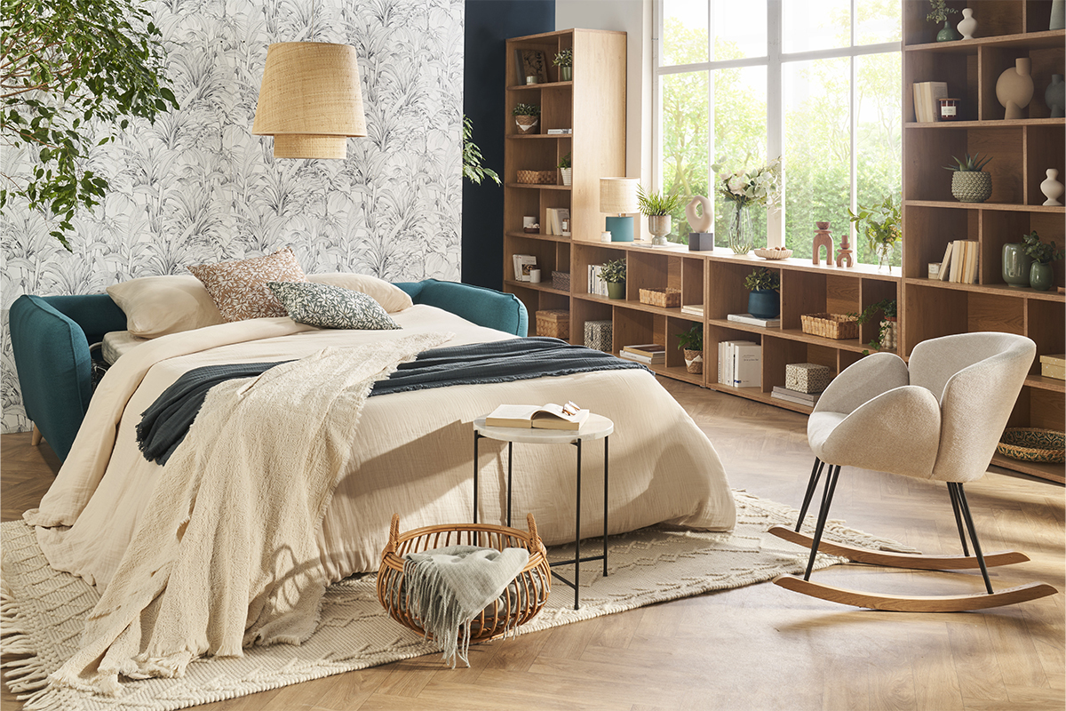Divano scandinavo 3 posti grigio chiaro screziato CREEP
