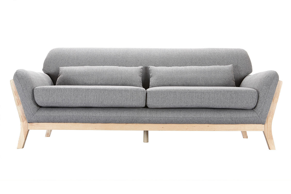 Divano scandinavo 3 posti grigio piedi legno YOKO