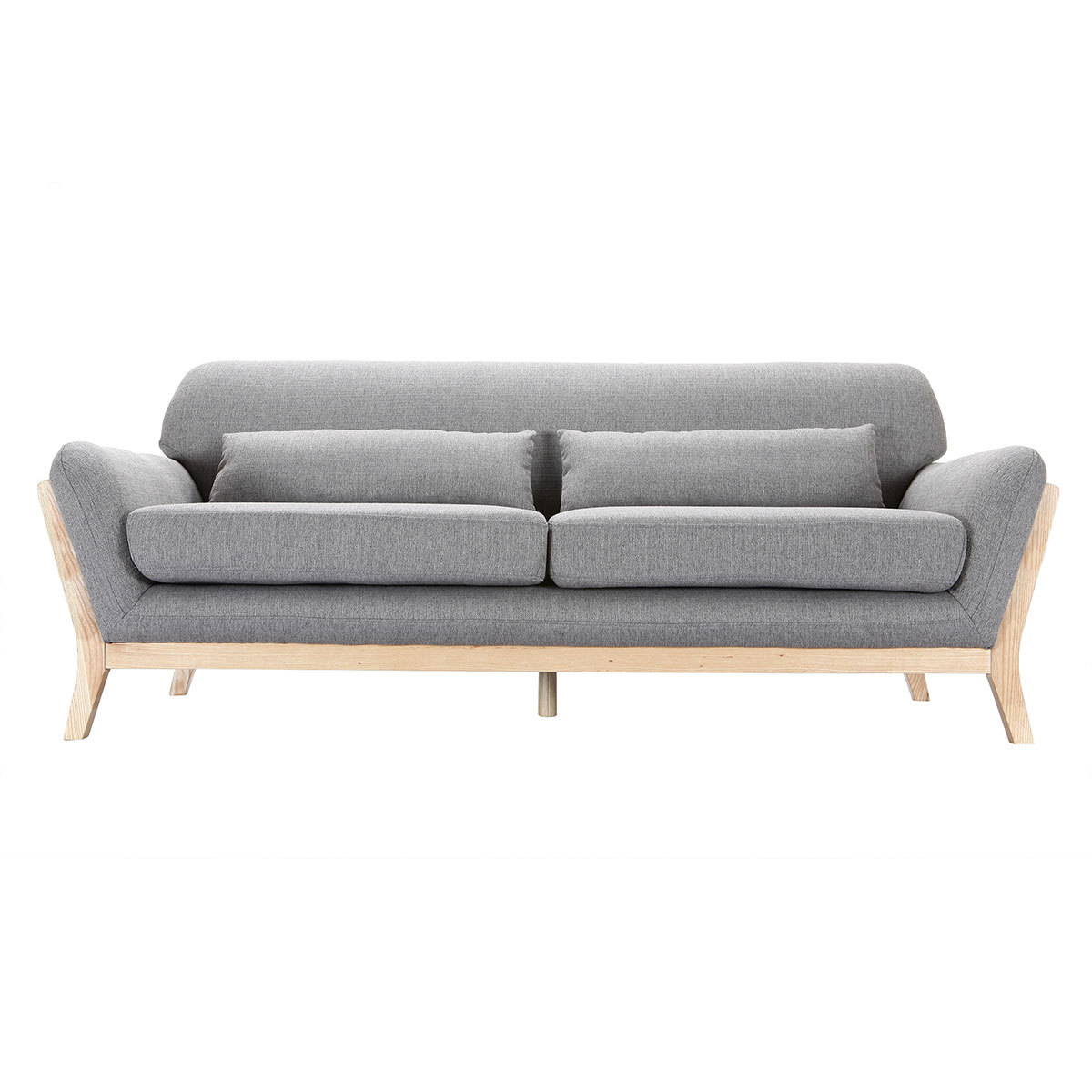 Divano scandinavo 3 posti grigio piedi legno YOKO