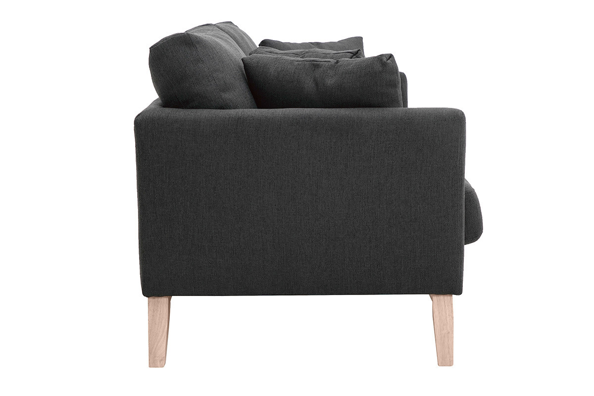 Divano scandinavo 3 posti grigio scuro piedi legno OSLO