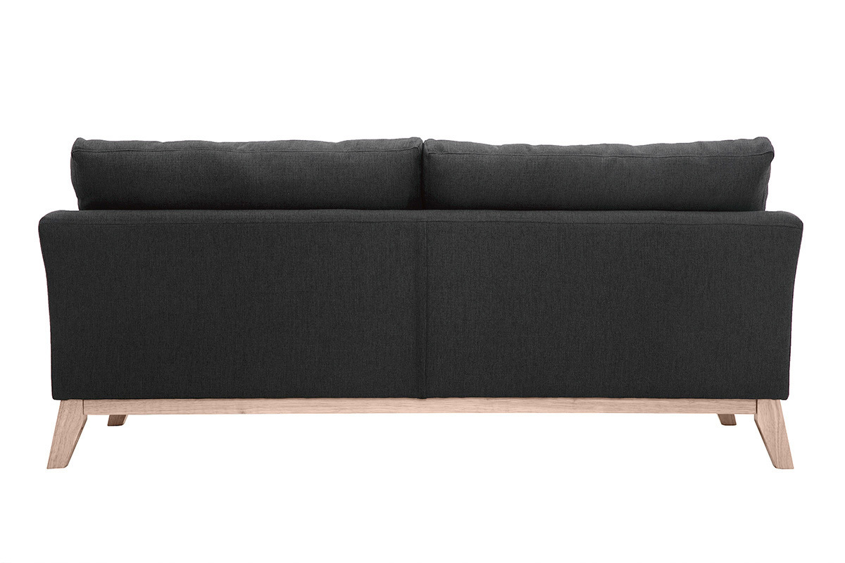 Divano scandinavo 3 posti grigio scuro piedi legno OSLO