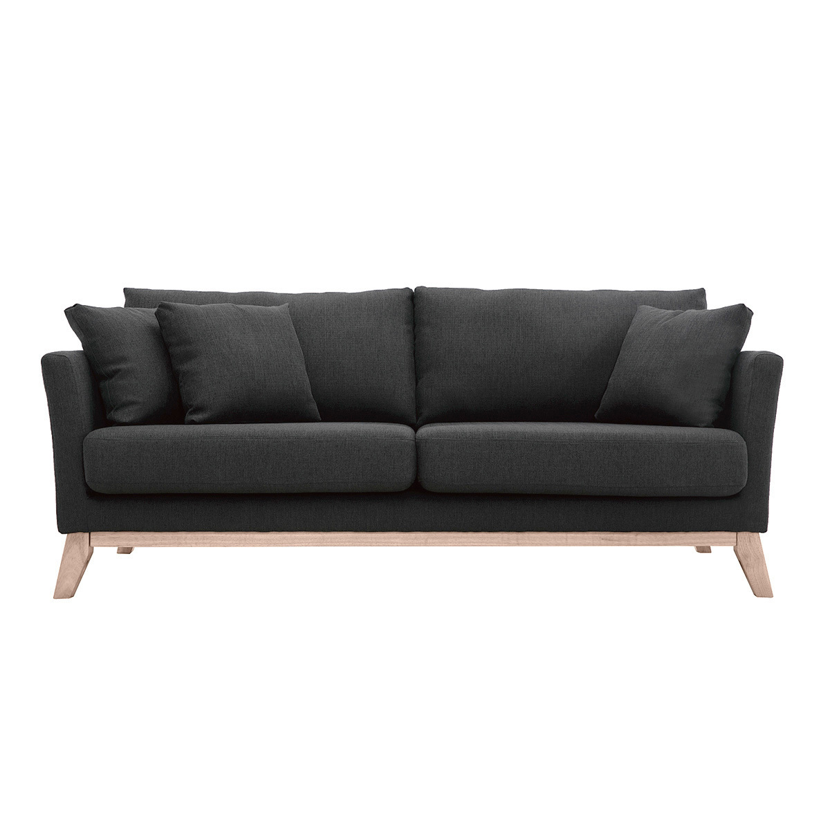 Divano scandinavo 3 posti grigio scuro piedi legno OSLO