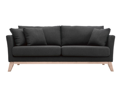 Divano scandinavo 3 posti grigio scuro piedi legno OSLO