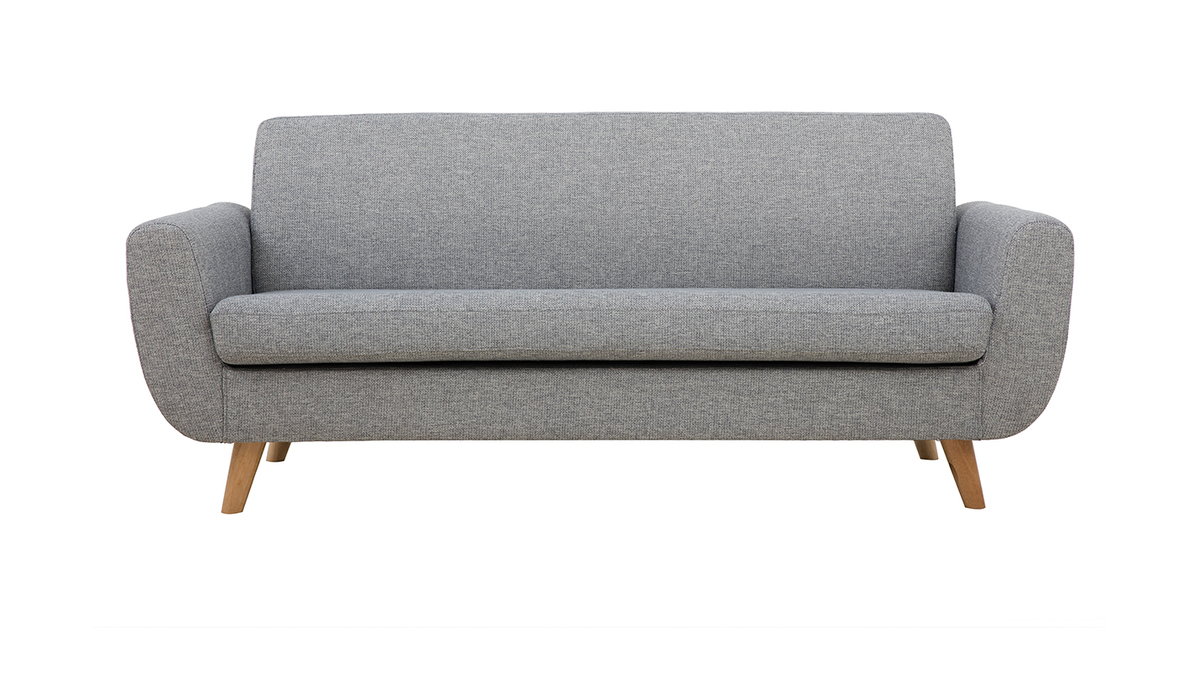 Divano scandinavo 3 posti in grigio chiaro e legno PURE